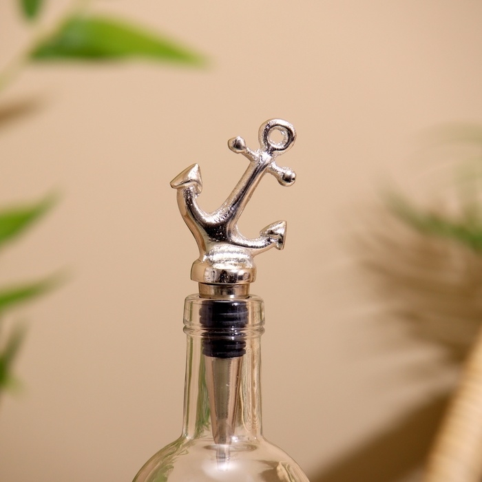 Пробка для бутылки  Пробка для бутылки "Якорь" алюминий 5х2х14 см