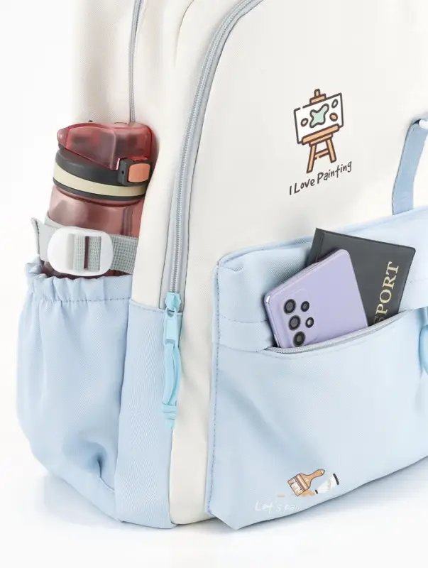 Рюкзак школьный, с кошельком, 4 кармана, 33&times;14&times;43 см, голубой