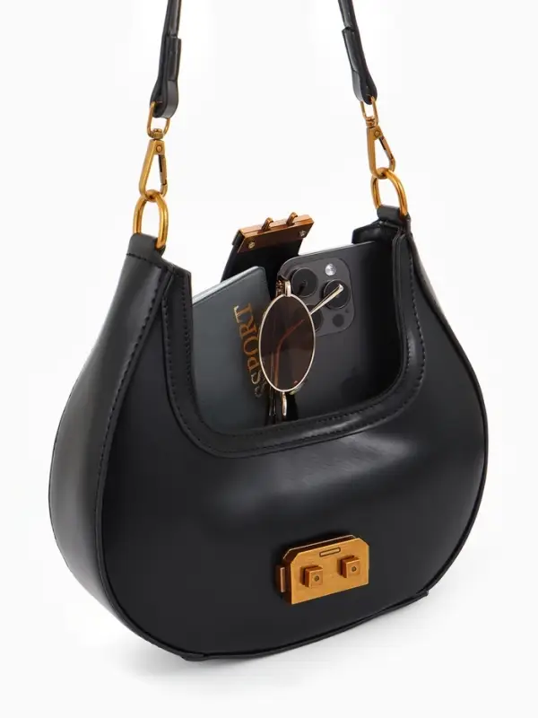 Сумка женская багет TEXTURA на молнии, 24&times;6.5&times;13 см, чёрная