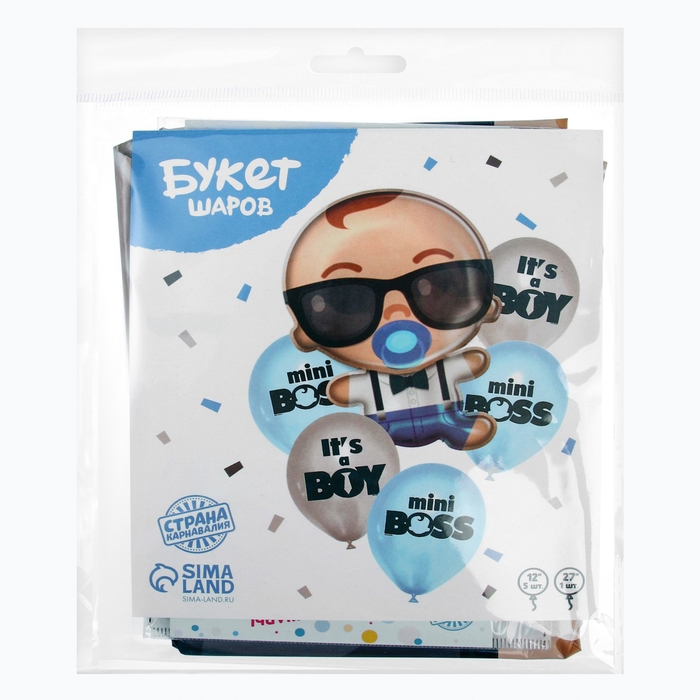 Набор воздушных шаров &laquo;Mini Boss&raquo;, фольга, латекс, 6 шт.