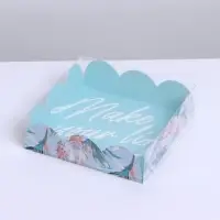 Коробка для печенья, кондитерская упаковка с пластиковой крышкой, Make your life sweet, 10.5 х 10.5 х 3 см