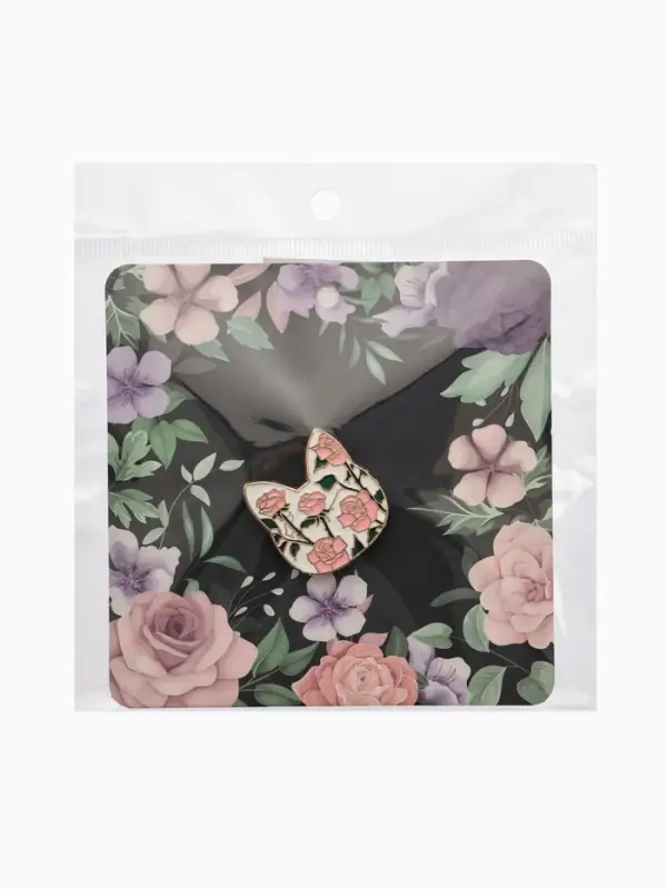 Брошь &laquo;Кошечка&raquo;, цветочный узор, цветная в золоте