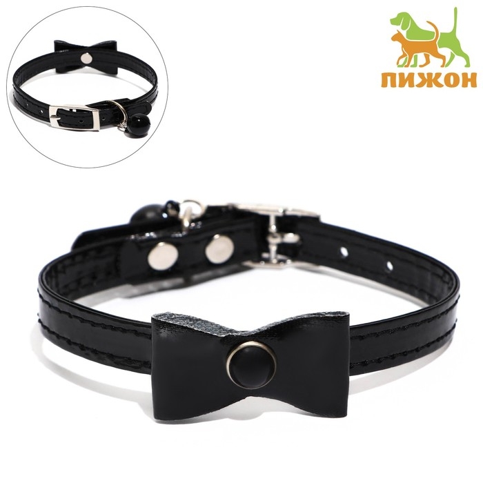 Ошейник Ошейник "Сияние" с бусиной и бубенчиком, 29 х 1 см, ОШ 21-26, чёрный