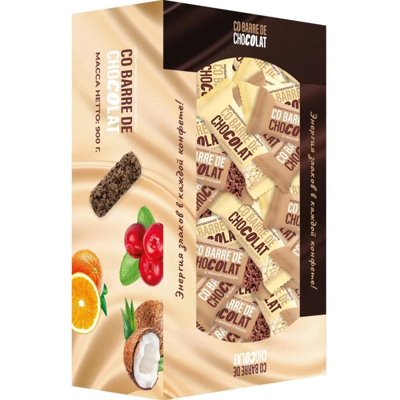 Конфеты Co barre de Chocolat мультизлаковые Микс злаков в глазури ТВ, 900г