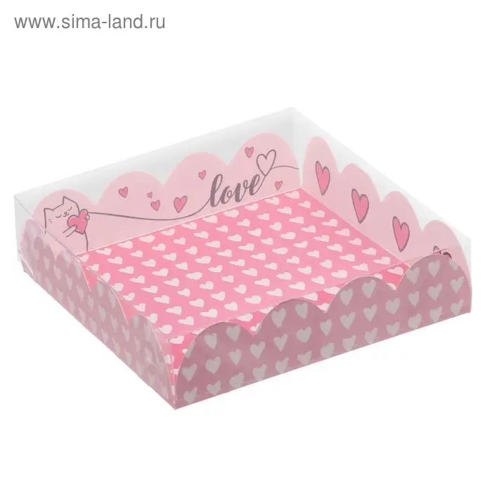 Коробка для печенья с прозрачной крышкой Love, 13&times;13&times;3 см