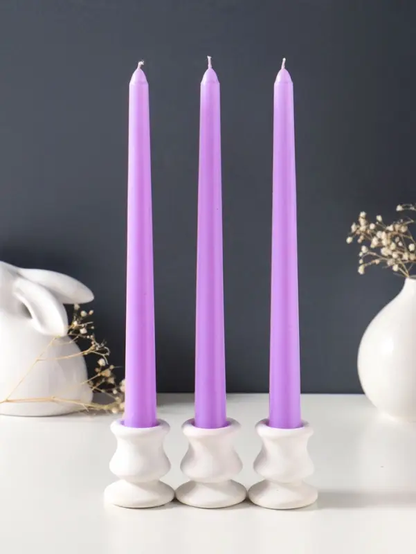 Набор свечей античных 25 см, 3 шт., 58 г, 7 ч, лаванда