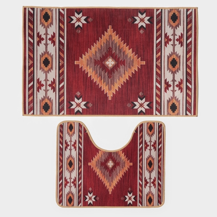 Набор ковриков для ванной и туалета Доляна «Мира», 2 шт, 50×80 см, 50×40 см Набор ковриков для ванной и туалета Доляна «Мира», 2 шт, 50×80 см, 50×40 см