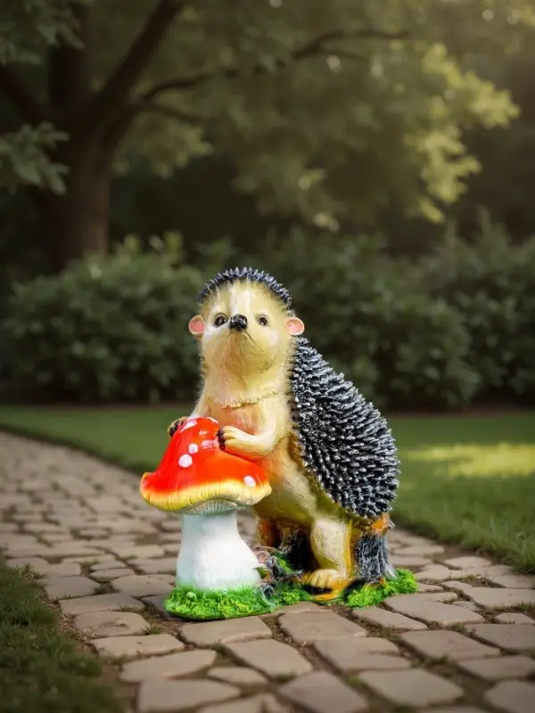Садовая фигура из полистоуна &laquo;Ёж с грибом&raquo;, 38&times;22&times;38 см
