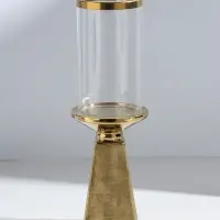 Подсвечник на 1 свечу &laquo;Буэно&raquo;, керамика, стекло, d=7.5 см, золото, 9.5&times;9.5&times;29.5 см