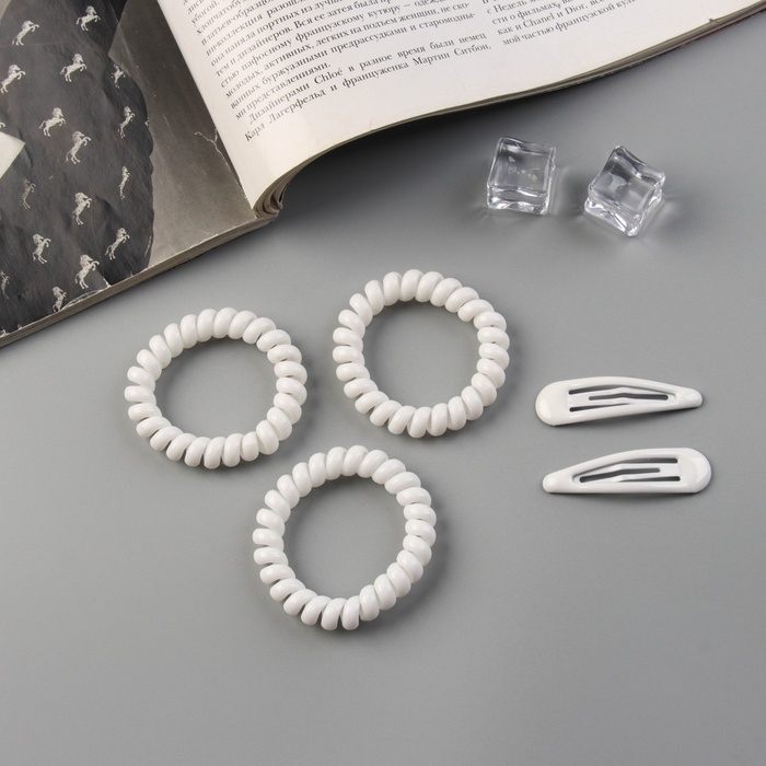 Набор для волос Набор для волос "Глория стиль" (3 резинки 5,5 см, 2 невидимки 5 см) белый