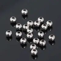 Кримп - зажимная бусина, 4 мм, набор 20 шт. цвет серебро