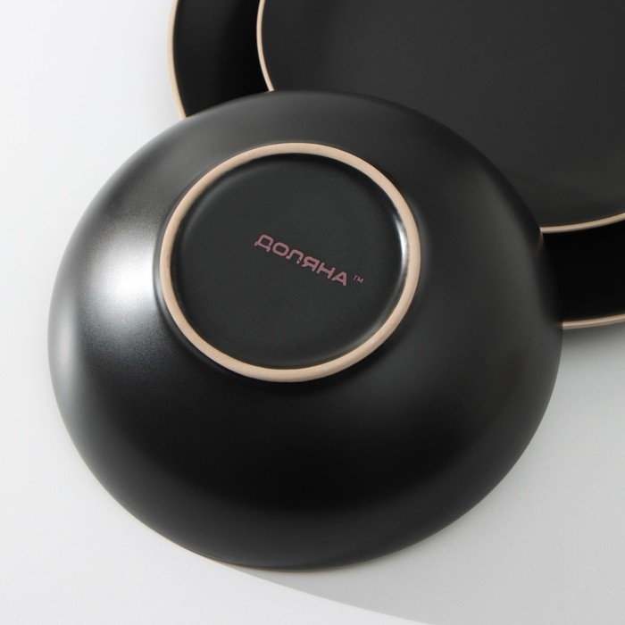 Набор тарелок керамических Доляна «Ваниль», 18 предметов: 6 тарелок d=19 см, 6 тарелок d=27 см, 6 мисок d=19 см, цвет чёрный Набор тарелок керамических Доляна «Ваниль», 18 предметов: 6 тарелок d=19 см, 6 тарелок d=27 см, 6 мисок d=19 см, цвет чёрный