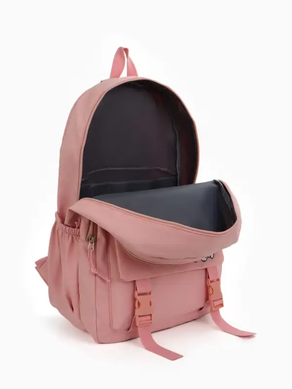 Рюкзак школьный на молнии, с карманами, с принтом, размер 30&times;13&times;44 см, розовый