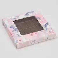 Коробка для шоколада, кондитерская упаковка, «Цветы», с окном, 10.2 х 1.4 х 10.2 см