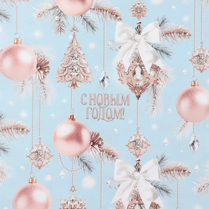 Упаковочная бумага глянцевая двухсторонняя «Новогодняя роскошь», 70 х 100 см