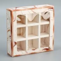 Коробка для конфет, кондитерская упаковка, 9 ячеек, «Мрамор», 14.5 х 14.5 х 3.5 см
