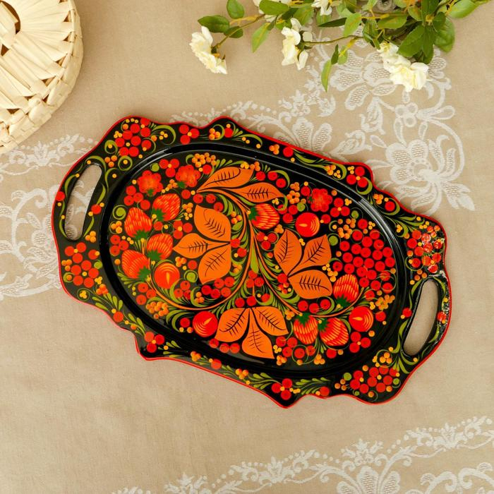 Поднос «Хохлома», средний, ручная роспись, микс Поднос «Хохлома», средний, ручная роспись, микс