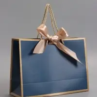 Пакет подарочный, черный , с бантом, 28 х 20 х 10 см