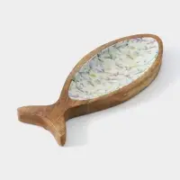 Блюдо в форме рыбки &laquo;Оттенки сирень&raquo;, 32&times;11.5&times;2 см, дерево манго