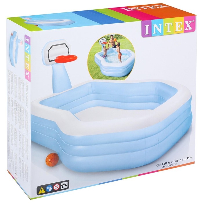 Игровой центр «Семейный», 257 х 188 х 135 см, с баскетбольным кольцом + мяч, 57183NP INTEX Игровой центр «Семейный», 257 х 188 х 135 см, с баскетбольным кольцом + мяч, 57183NP INTEX