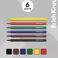 Фломастеры 6 цветов ErichKrause Basic, вентилируемый колпачок