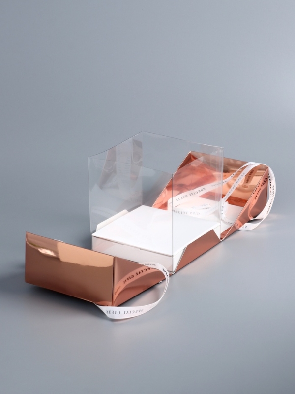 Коробка под бенто-торт с ленточками, ,розовое-золото , 21 х 21 х 25 см Коробка под бенто-торт с ленточками, ,розовое-золото , 21 х 21 х 25 см