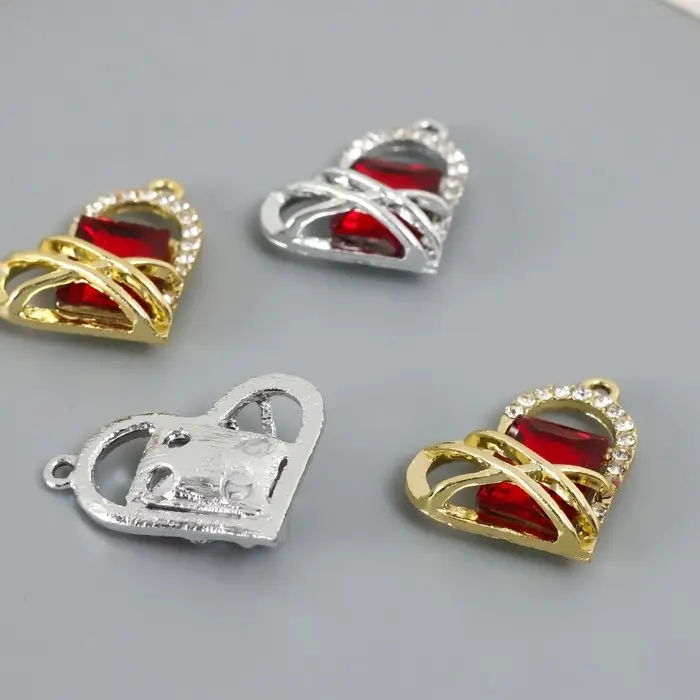 Декор для творчества металл, стразы "Сердце в переплёте" МИКС 2,7х2,2 см