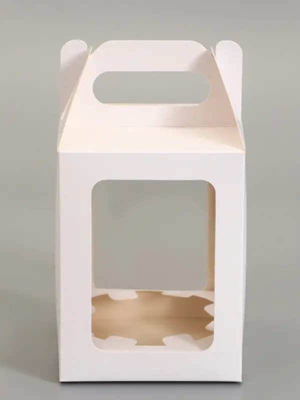 Кондитерская упаковка, коробка с окном, белая, 13&times;13&times;16 см