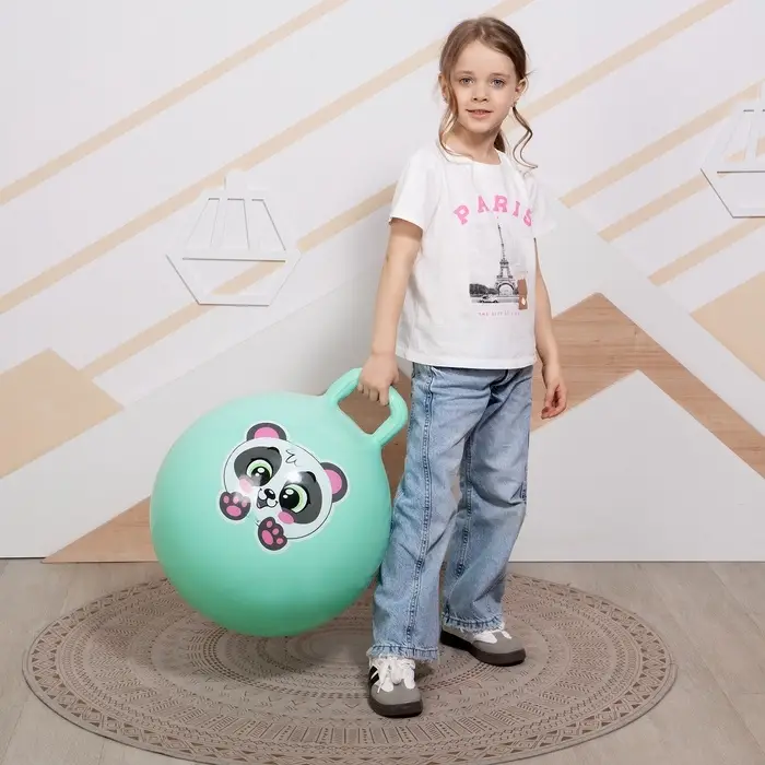 Мяч - прыгун с ручкой ONLYTOP &laquo;Панда&raquo;, d=45 см, бирюзовый