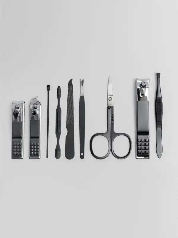 Набор маникюрный, 9 предметов, в футляре, чёрный