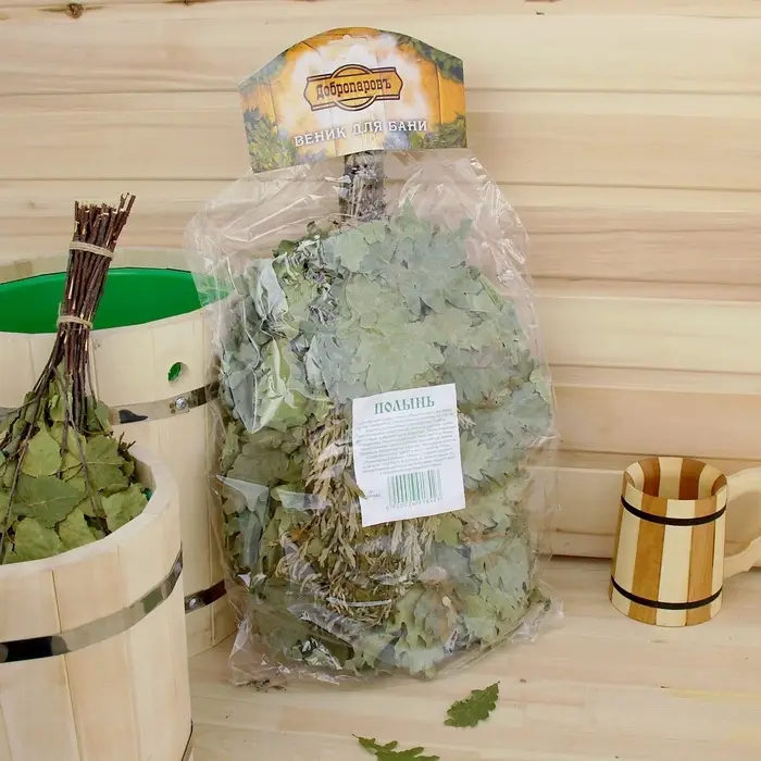 Веник для бани, дубовый, 55 см, с полынью, &laquo;Добропаровъ&raquo;