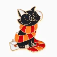 Значок &laquo;Кот&raquo;, гриффиндорец, цветной в золоте