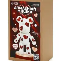 Алмазная мозаика на фигурке &laquo;Медведь с сердечками&raquo;