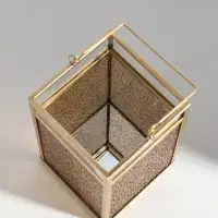 Подсвечник стекло, металл "Капли" золотой 10,5х12х19,4 см