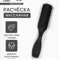 Расчёска массажная, 3.5&times;16.5(&plusmn;1) см, чёрная