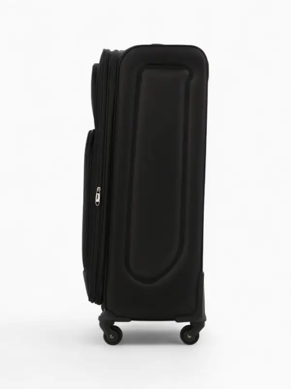 Чемодан 28 Чемодан 28", Текст, 45*28*77, отд на молнии, 2 нар/карм, увелич, код замок, 4 колеса, черный 10875