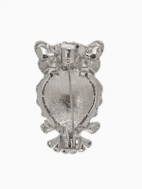 Брошь &laquo;Сова&raquo;, зелёная, белый в серебре