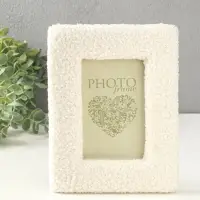 Фоторамка МДФ, иск. мех 10х15 см "Плюш" белая 22х16,5х2 см