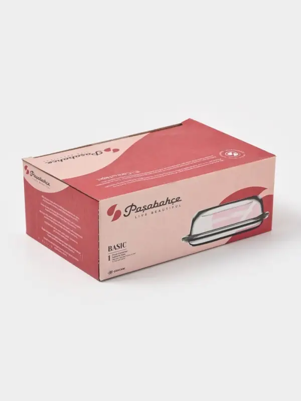 Маслёнка Paşabah&ccedil;e Basic, 19.8&times;13.1 см, стекло, прозрачная