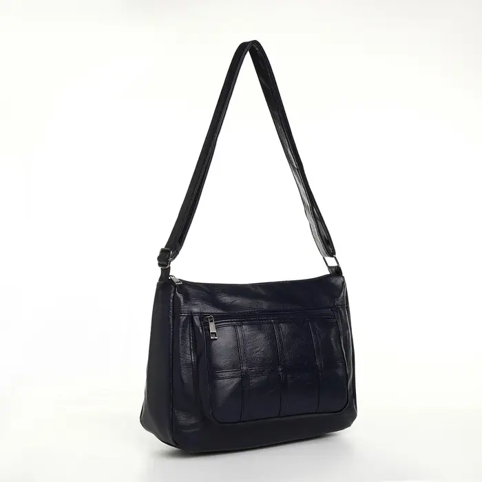 Сумка женская кросс-боди на молнии, 28&times;10&times;20 см, однотонная, тёмно-синяя