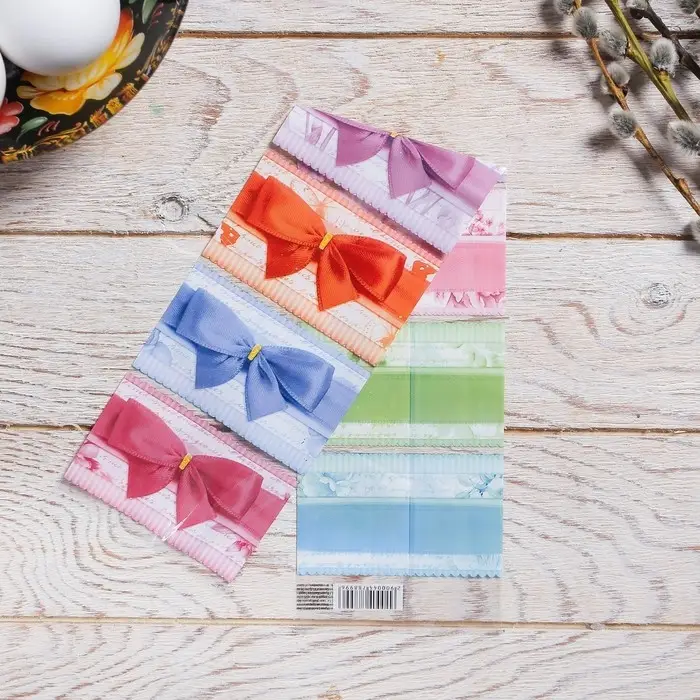 Термонаклейки на 7 яиц &laquo;Бантики&raquo; на пасху, 7,3 х 34,2 см.