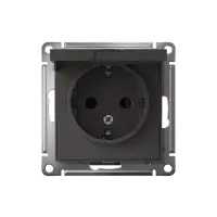 ATLASDESIGN РОЗЕТКА с заземл. со шторками с крышкой, 16А, IP20, механизм, БАЗАЛЬТ