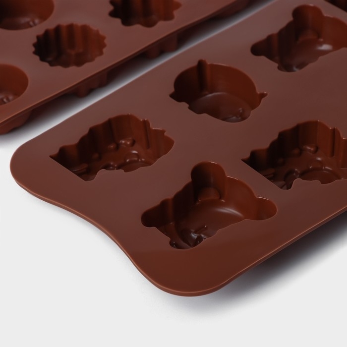 Набор форм для конфет и шоколада Доляна «Ассорти», 3 шт, силикон, цвет коричневый Набор форм для конфет и шоколада Доляна «Ассорти», 3 шт, силикон, цвет коричневый