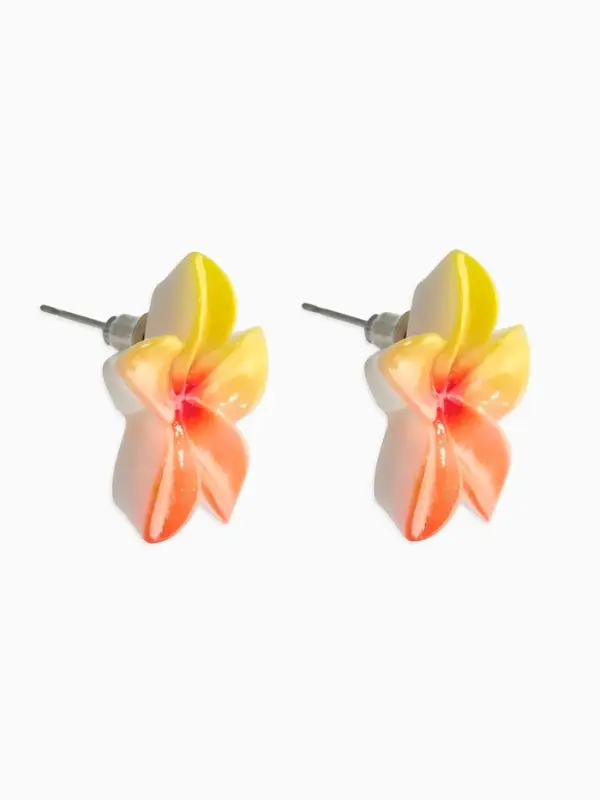 Серьги пластик "Цветок Лилии", цвет жёлто-оранжевый