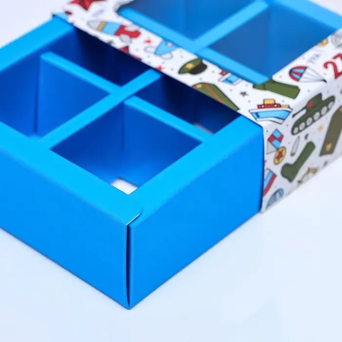 Коробка для 6 конфет, «Мужской день» 13.7×9.8×3.8 см Коробка для 6 конфет, «Мужской день» 13.7×9.8×3.8 см