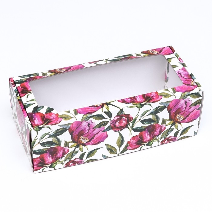 Коробка самосборная, с окном, "Акварельные цветы" 16 х 35 х 12 см  набор 5 шт