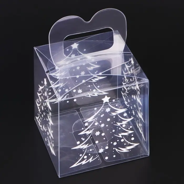 Коробка подарочная новогодняя складная ПВХ «Ёлочка» 7×7×7 см