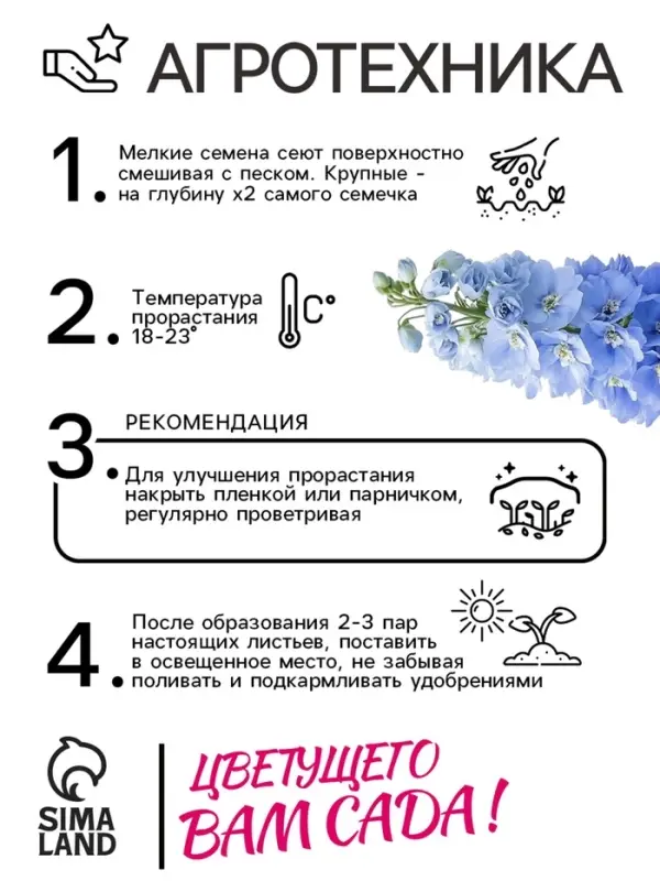 Семена цветов Дельфиниум  Семена цветов Дельфиниум "Волшебный фонтан", 0,1 г