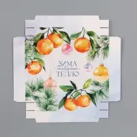 Коробка подарочная сборная с крышкой &laquo;Мандариновый Новый год&raquo;, 26&times;26&times;8 см