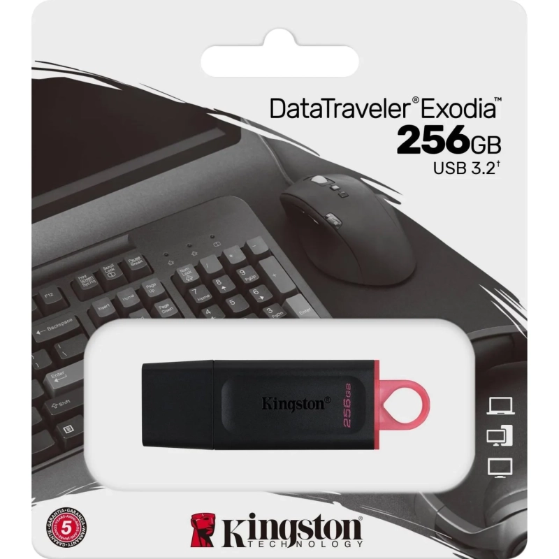 Флеш-память Kingston DataTraveler Exodia, USB 3.2 G1, роз/чер, DTX/256GB